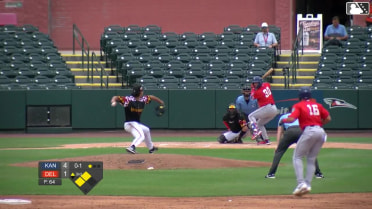 Adrian Gil flies into a double play, center fielder Jaiden Lo Re to catcher Andrés Nolaya. Christian Gonzalez out at 3rd.