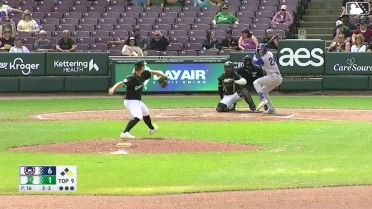 Matt Halbach called out on strikes and Cole Mathis caught stealing 2nd, catcher Alfredo Duno to second baseman Alfredo Alcantara to catcher Alfredo Duno.