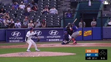 Kevin Parada homers (1) on a fly ball to left field.