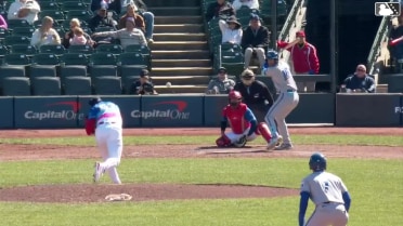 Bats challenged (pitch result), call on the field was confirmed: Connor Kaiser walks. Kevin Newman scores. Peyton Wilson to 3rd. Josh Rojas to 2nd.