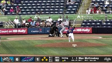 Mac McCroskey singles on a sharp line drive to left fielder Emaarion Boyd. Raudi Rodriguez scores. Nick Rodriguez scores. David Calabrese to 2nd.