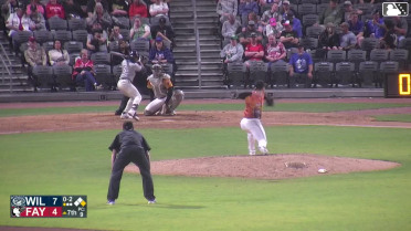 Luis Lameda doubles (1) on a line drive to center fielder Kevin Alvarez. Kevin Garcia scores.