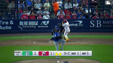 Aroon Escobar singles on a ground ball to right fielder GJ Hill. Jordan Dissin scores. Bryan Rincon to 3rd.