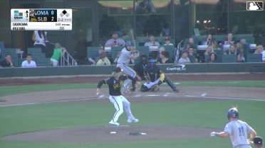 Kyle Isbel doubles (1) on a sharp line drive to right fielder Cade Marlowe. Luca Tresh scores.