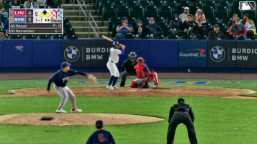 Yonny Hernández out on a sacrifice fly to center fielder Steward Berroa. Cristian Pache scores.
