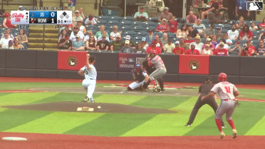 Jose Colmenares homers (1) on a fly ball to center field. Raider Tello scores.