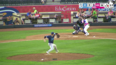 Alberto Barriga doubles (9) on a line drive to left fielder Chase Call. Jansel Luis scores.