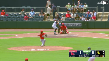 Cal Conley doubles (4) on a fly ball to center fielder Ivan Johnson. Aaron Schunk scores. Ben Gamel to 3rd.