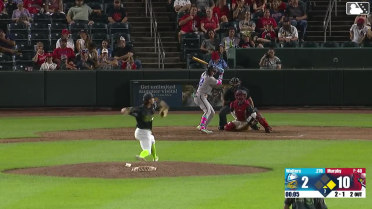 Jean Walters doubles (1) on a line drive to right fielder Jose Cordoba. Gavin Logan scores.