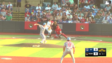 Owen Carey homers (1) on a fly ball to right field. Cody Miller scores.