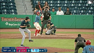 Juan Villavicencio singles on a ground ball to center fielder Zach MacDonald. Victor Cardoza scores.
