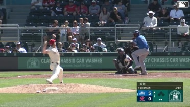 Chuckie Robinson homers (3) on a fly ball to left center field.