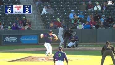 Carson Roccaforte out on a sacrifice fly to right fielder Garrett Spain. Canyon Brown scores.