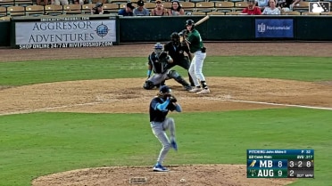Caleb Klein singles on a ground ball to center fielder Darlyn De Leon. Manuel Campos scores.