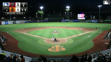 Jack Natili homers (1) on a fly ball to left field.