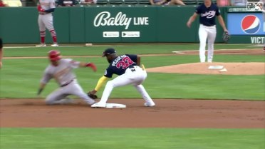 Endy Rodríguez throws out runner stealing second base