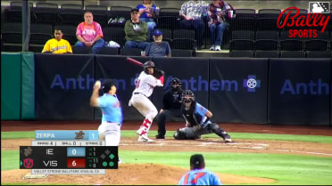 Ivan Luciano doubles (3) on a fly ball to left fielder Aiden Taurek. José Mejía scores.
