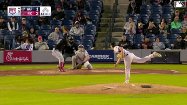 Cameron Barstad homers (1) on a fly ball to center field.