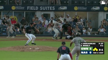 Brett Wisely singles on a ground ball to shortstop Cooper Pratt, deflected by pitcher J.B. Bukauskas. José Azócar scores. Jair Camargo to 3rd. Maverick Handley to 2nd.