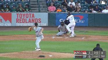 Ricardo Cova out on a sacrifice fly to right fielder George Bilecki. George Feliz scores.