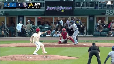 Justyn-Henry Malloy out on a sacrifice fly to right fielder Bryan De La Cruz. Carson Williams scores. Raynel Delgado to 3rd.