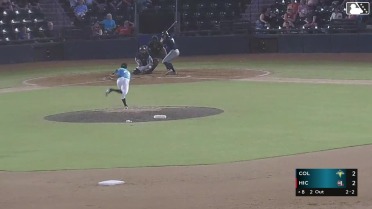 Stone Russell doubles (11) on a fly ball to center fielder Marco Argudin. Josh Hammond scores.
