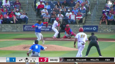 Jordan Williams reaches on a fielding error by second baseman Ilan Fernandez. Nick Peoples scores.