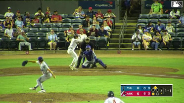 Charlie Pagliarini doubles (16) on a line drive to left fielder Kole Myers. Jonny Farmelo scores.