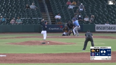 Karson Simas out on a sacrifice fly to center fielder Mac Horvath. Cameron Sisneros scores.
