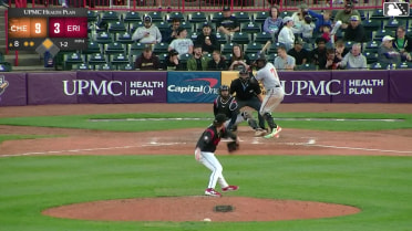 Anderson De Los Santos singles on a line drive to left fielder Chris Meyers. Aron Estrada scores.