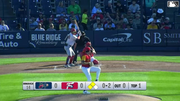 Leandro Pineda out on a sacrifice fly to center fielder Dante Nori. Marcus Brown scores.