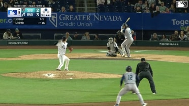Kellen Strahm triples (1) on a line drive to center fielder Ryan Waldschmidt. Riley Unroe scores.