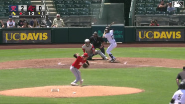 Shay Whitcomb singles on a ground ball to center fielder Stuart Fairchild. Bo Davidson scores. Grant McCray to 2nd.