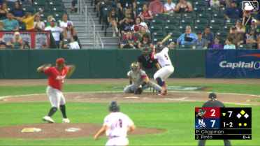 Adrian Pinto triples (2) on a line drive to right fielder Ivan Brethowr. Eddie Micheletti Jr. scores.