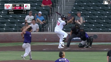 Romeo Sanabria singles on a ground ball to left fielder Sterlin Thompson. Ethan Salas scores. Mason McCoy to 3rd.