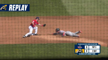 Jacob Cozart catches Walker Jenkins stealing second