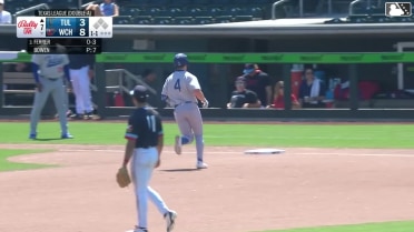 Sean McLain homers (1) on a fly ball to left field.