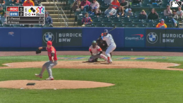 Christian Arroyo out on a sacrifice fly to right fielder Christian Franklin. Ryan Clifford scores.