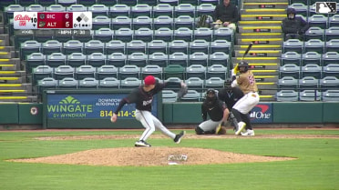 Jesus Castillo doubles (1) on a sharp fly ball to center fielder Bo Davidson. Jack Brannigan scores.