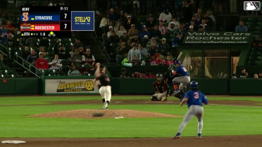 Kevin Parada doubles (1) on a sharp fly ball to center fielder Andrew Pinckney. Ji Hwan Bae scores.
