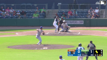 Brett Wisely singles on a ground ball to center fielder Homer Bush Jr. Chadwick Tromp scores. Nacho Alvarez Jr. to 3rd.