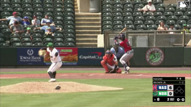 Eric Brown Jr. homers (1) on a fly ball to left center field.