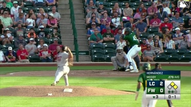 Alex McCoy singles on a ground ball to center fielder Jace LaViolette. Rosman Verdugo scores. Carlos Rodriguez to 2nd.