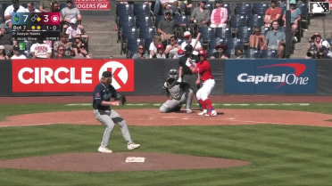 Jacob Sharp homers (1) on a line drive to left field. Alexis Hernandez scores.