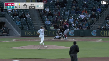 Nelson Velázquez homers (1) on a fly ball to left field.