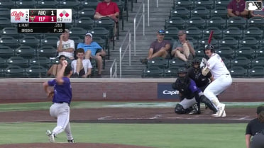 Blake Hunt singles on a ground ball to center fielder Brenton Doyle. Mason McCoy scores. Romeo Sanabria to 2nd.