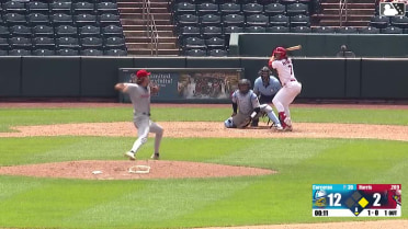 Dakota Harris homers (6) on a line drive to left field. Travis Honeyman scores.