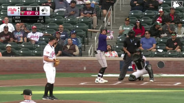 Zac Veen singles on a line drive to right fielder Nick Schnell. Sterlin Thompson scores.