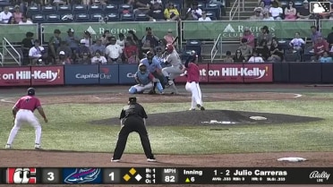 Julio Carreras out on a sacrifice fly to right fielder Dillon Lewis. Ruben Ibarra scores. Cam Collier to 3rd.