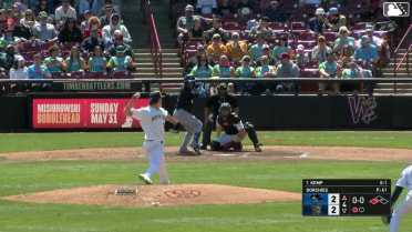 Tyriq Kemp reaches on a fielding error by shortstop Daniel Dickinson. Jose Cerice scores.
